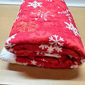 Red & White Snowflake Furry Throw
